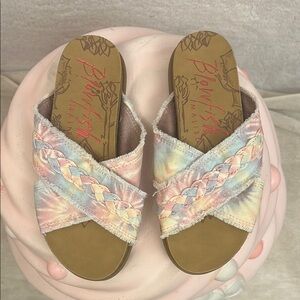 Blowfish Pink and Blue Criss-Cross Sandals for Summer